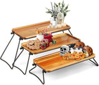 Manspdier Middle Size 3 Tier Cupcake Stand & Towers Serving Tray for Party, Acacia Wooden Dessert Table Display Set, Decorative Tiered Decor Small Chees Charcuterie Boards Rustic Wood Platters Trays