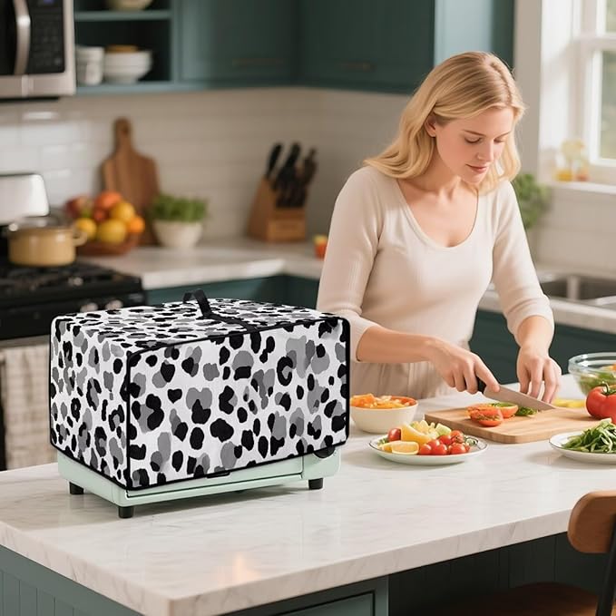 Leopard Print Toaster Oven Dust Cover, Heat-Resistant Case for Toaster Oven, Heavy Duty Washable Dust Cover Fit Most Small Appliance, (Large-18.5*22.5*12.99 inches)