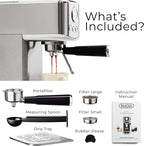Zulay Kitchen Magia Compact Espresso Machine – 20 Bar Coffee Maker with Milk Frother Steam Wand, Latte & Cappuccino Maker, 1350W Fast Heating, 40oz Removable Water Tank, Stainless Steel – Silver