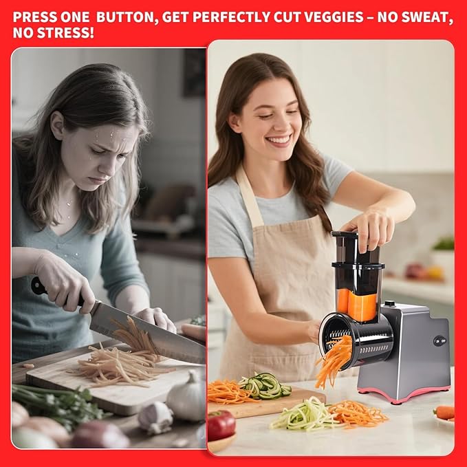 Electric Cheese Grater,7 In 1 Electric Cheese Grater for Block Cheese,250w Electric Slicer Shredder, Automatic Electric Grater,Cheese Graters Machine For Cheeses, Fruits, Vegetables