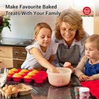 Redfly 2 Pack Silicone Muffin Pans for Baking & Cupcake Pan - 12 Cup Regular Size Silicone Molds, BPA Free Egg Bites Mold