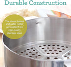 Euro Cuisine FS2500 Electric Food Steamer, Versatile Vegetable Steamer & Steam Cooker Ideal for Fish, Veggie, Meat, Stainless Steel 1200 Watts