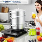 ROVSUN 5 Quart Juice Steamer Stainless Steel, Extractor Fruit Vegetables Juicer Steamer Pot, w/Tempered Glass Lid Clamp, Loop Handles, Ideal for Making Juice, Jelly, Pasta