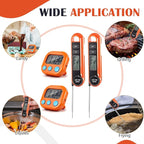 Kingdder 12 Pcs/ 6 Sets Meat Thermometer Digital with Magnetic Kitchen Timer Kit, Fast Instant Read & Waterproof & Foldable Food Thermometer & Kitchen Timer Bulk for Cooking, Grilling, Candy, BBQ