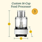 Cuisinart Food Processor, 14-Cup Vegetable Food Chopper for Mincing, Dicing, Shredding, Puree & Kneading Dough, 720-Watt Motor, Stainless Steel, DFP-14BCNY