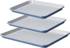 CAROTE 3-Piece Baking Pan Set - Bakeware Set, Baking Sheet Set Including 13 Inch 15 Inch 17 Inch Sheet Pan, Cookie Sheet for Baking, Royal Violet, Blue & Grey