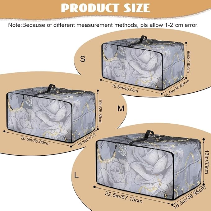 Marble Rose Flower Print Toaster Oven Cover, Stain-Resistant Air Fryer Cover with Storage Pocket, Kitchen Decorative Oven Protector, Black Grey Gold, (Large-18.5*22.5*12.99 inches)