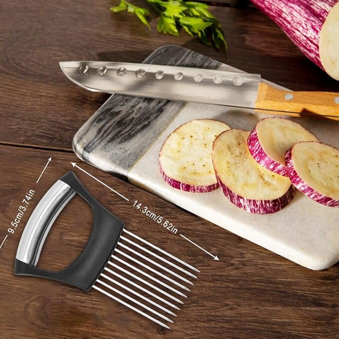 Onion Holder for Slicing, Stainless Steel Onion Slicing Rack, 2026 Upgraded Slicer, Lemon Slicer Vegetable Cutter, Home Kitchen Tools, Fruit, Lemon Slice Aids (Square-2pcs)