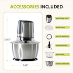 Simple Deluxe 450W Food Processor, Electric Food Chopper with 2x8 Cup Bowls & 2 Bi-Level Blades, Small Food Chopper Meat Grinder for Nuts, Fruits, Veggies, Baby Food & More