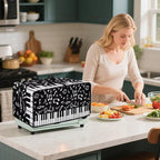 Piano Musical Notes Print Toaster Oven Dust-proof Cover, Heat-resistant Anti Fingerprint Microwave Oven Dust Cover, Kitchen Counter Accessory (Small-14.5 * 18.46 * 9 inches)