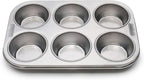 Fox Run 4867 Muffin Pan, 6 Cup, Stainless Steel