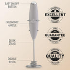 Zulay Kitchen Patented Tornado Triple Whisk Milk Frother with 4 Duracell Batteries – Handheld Foam Maker for Coffee, Lattes, Matcha & Hot Chocolate – Rich, Creamy Froth in Seconds - Steel Gray