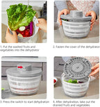 Vegetables Washer Dryer,4L Large Capacity Fruit Vegetable Strainer Spinner,USB Electric Salad Lettuce Spinner,Automatic Compact Salad Cleaner and Dryer for Home Kitchen(White)