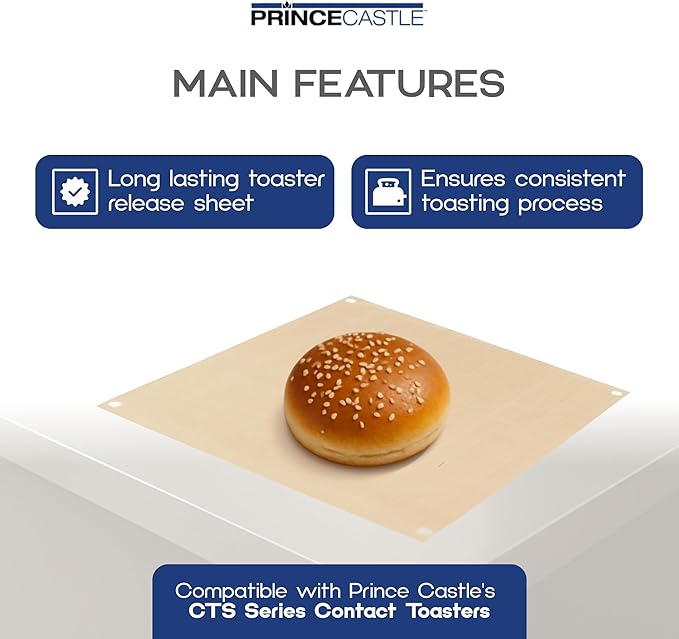 Prince Castle Release Sheets for CTS Series Toaster, Non-Stick Sheets and Commercial Toaster Oven Liners for Bread, Buns and More