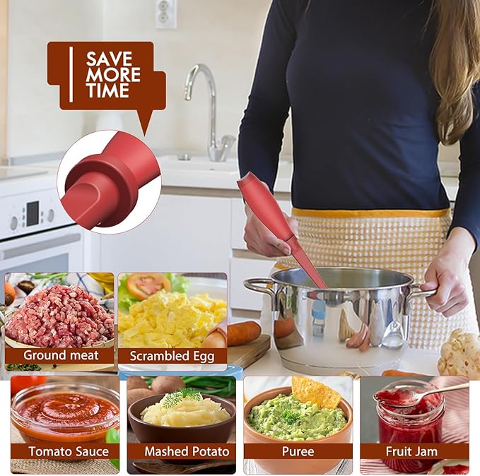 Shadowgallery 2Pack Meat Chopper,Heat Resistant Meat Masher for Hamburger Meat,Ground Beef Smasher,Nylon Chopper Utensil,Meat Ground,Non Stick Mix Chopper and Chop,Meat Masher Tool Gift（Red）