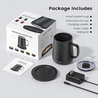 Smart Self Heating Coffee Mug,14oz Temperature Control Coffee Mug,Hot up to 150°F,Rechargeable Heated Coffee Mug,Up to 6H Battery Life,Coffee Cup Warmer,Great Gift for Coffee Lovers,Dad,Mom (Black)