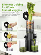 Juilist Cold Press Juicer, High Yield, Quiet Masticating Slow Juicer, Nutrient Preservation, Easy to Clean, Space Saving, Whole Fruit Vegetable Juicer for Home Use, BPA Free (Black)