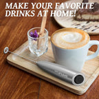 SIMPLETASTE Milk Frother Handheld Electric Foam Maker, Drink Mixer with Stainless Steel Whisk for Cappuccino, Bulletproof Coffee, Latte, Silver, without Stand, Battery Operated