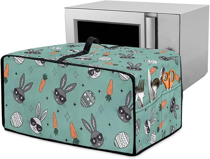 Easter Egg Bunny Carrot Print Toaster Oven Dust Cover Compatible with Most Toasters Ovens, Easter Decor Dust-proof Protector for Kitchen Small Appliance, (Large-18.5*22.5*12.99 inches)
