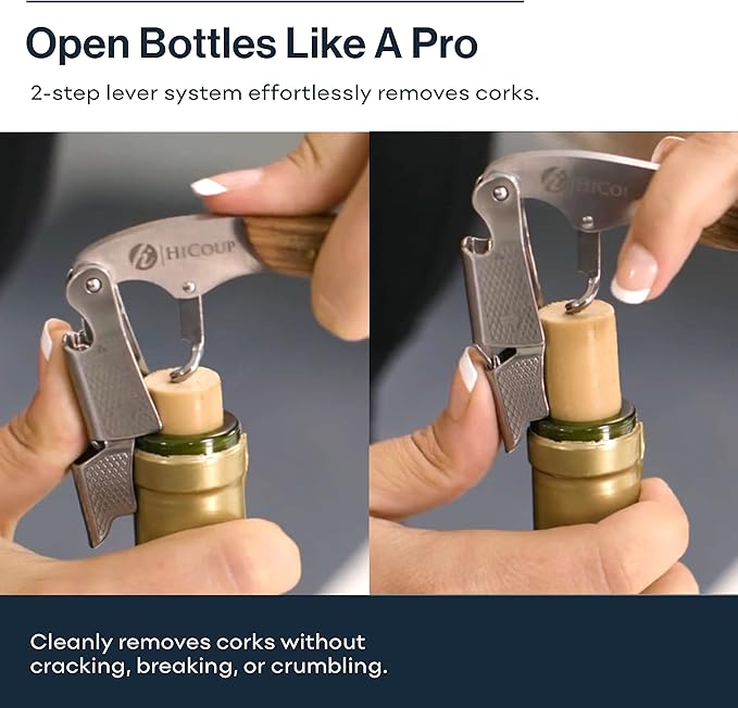 Hicoup Wine Opener - Professional Corkscrews for Wine Bottles w/Foil Cutter and Cap Remover - Manual Wine Key for Servers, Waiters, Bartenders and Home Use - Ying Yang