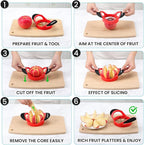 SCHVUBENR 3.5 Inch Apple Slicer - Professional Apple Cutter - Stainless Steel Apple Corer - Super Sharp Apple Slicer and Corer - Apple Tool with 8 Sharp Blades(Red)