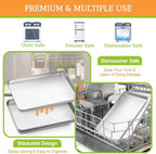 CEKEE Stainless Steel Baking Sheet Set of 4, Large Baking Pan & Cookie Sheet & Baking Tray for Oven, Half Sheet Pan, Size 18 x 13 x 1 inch, Heavy Duty & Mirror Finish & Easy Clean