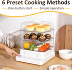 22L/23QT Electric Food Steamer, 3 Layers Food Steamer, 800W Commercial Stainless Steel Steamer, Large Capacity Breakfast Machine with Timer, for Home, Restaurant, Party