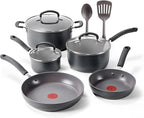 T-Fal Ultimate Hard Anodized Nonstick 10 Piece Cookware Set, Oven Safe Up to 400°F, Dishwasher Safe, Pots and Pans Set, Includes Frying Pans, Saucepan, Stockpot, Cooking Utensils, Stone
