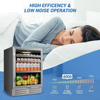24" Beverage Refrigerator Undercounter | 180 Can Capacity | Built-In Undercounter Cooler | Glass Door for Soda, Water, Beer | Home, Bar, or Office Use