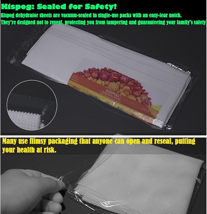 Dehydrators Tray Liners: 10-Pack 14x21 inch Mesh Silicone Dehydrator Sheets - Max Airflow - Non-stick - BPA free - Single-Use Packaging - Non-stick