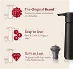 Vacu Vin Original Wine Saver with 1 Vacuum Bottle Stoppers – Black Wine Preserver Pump for Red or White Wine – Manual Air Remover System – Airtight Seal – Keep Wine Fresh Longer