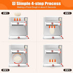Pizza Dough Roller Sheeter, 4-16" 110V 370W Commercial Electric Automatic Pizza Press Making Rolling Machine Stainless Steel Adjustable Thickness Dough Machine for Noodle Pizza Bread & Pasta Maker