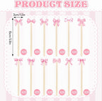 JarThenaAMCS 120Pcs Pink Bow Coffee Stirrers Watercolor Multiple Bowknot Disposable Stir Sticks Wooden Drink Stirrers for Home Office Bar Restaurant Party Supplies