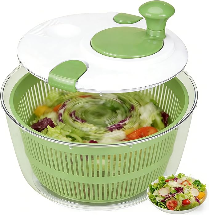 5QT Large Salad Spinner, Detachable Fruit & Vegetable Washer Dryer with Colander, Easy-Clean Lettuce Spinner for Kitchen, Dishwasher-Friendly Vegetable Dryer Basket