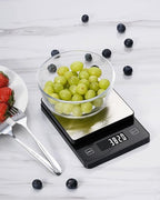 Food Scale 0.1g Precise Graduation,11lb Digital Kitchen Scale with 10 Units LCD Display and Tare Function, Compact Design for Baking, Healthy Cooking,Meal Prep, 304 Stainless Steel