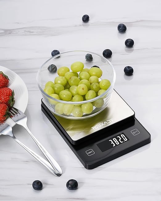 Food Scale 0.1g Precise Graduation,11lb Digital Kitchen Scale with 10 Units LCD Display and Tare Function, Compact Design for Baking, Healthy Cooking,Meal Prep, 304 Stainless Steel
