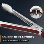 Eddeas Tongs For Cooking - 7",9" and 12 inch Kitchen Tong Heat Resistant 600 Degrees Stainless Steel Tongs, Heavy Duty Metal Locking Tong, Perfect for Food, BBQ Red Set of 3