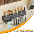 Wall Mount Kitchen Utensils Hanging Rack, 20" Multi-Use Kitchen Organizer with Utensil Holder, Hanging Organizer - Black