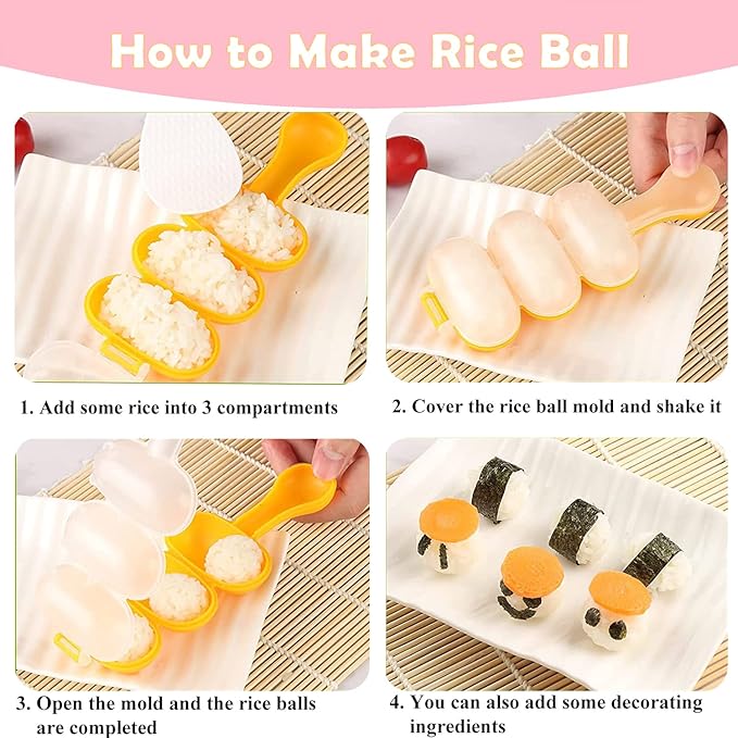 6 Pcs/Set Musubi Maker Kit with Luncheon Meat Slicer - Non-Stick Rice Ball Onigiri Press Mold, BPA-Free Sushi Mold for Hawaiian Musubi