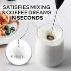 Zulay Kitchen Powerful Milk Frother Wand With 4 AA Duracell Batteries - Ultra Fast Handheld Drink Mixer - Electric Whisk Foam Maker for Coffee, Lattes, Cappuccino, Matcha & Creamer - Executive Black