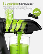 Jocuu Slow Masticating Juicer with 2-Speed Modes - Cold Press Juicer Machine - Quiet Motor & Reverse Function - Easy to Clean Juicer Extractor - Juice Recipes for Fruits & Vegetables (Black)