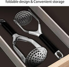 Joyoldelf Heavy Duty Stainless Steel Potato Masher, Folding Masher Kitchen Tool & Food Masher/Potato Smasher, Perfect for Avocado, Bean, Vegetable, Fruits, Baby Food, Meat