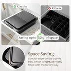 Kikcoin 25 PCS Stackable Baking Pans Set, Non-stick Bakeware Sets with Silicone Handles, 450°F Oven Safe Cookie Sheets for Baking, Easy Release Heavy-duty Baking Sheets Non Stick, Black