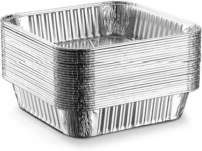 Waytiffer 25pack- 8 x 8 Aluminum foil Pans Disposable Heavy Duty Square baking Cake Pan, Cooking Tins Homemade Breads Oven Pans,Foil Pan, Baking pan Roasting