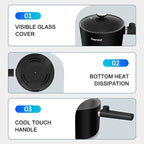 Topwit Hot Pot Electric, 1.5L Ramen Cooker, Portable Non-Stick Frying Pan, Electric Pot for Pasta, Steak, BPA Free, Electric Cooker with Dual Power Control, Over-Heating & Boil Dry Protection, Black