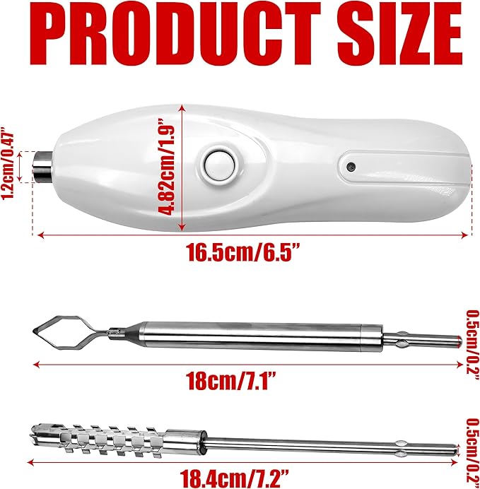 Zucchini Corer Tool Portable Vegetable Corer Cordless, Electric Scraping Scale Machine Scraper With 2 Cutter Head, Stainless Steel Rechargeable Fruit Digging, Professional Remover Tool Veggie Drill