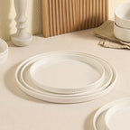 Dizada Round Serving Platters 3-Pack (12.8"/10.8"/8.8") - White Porcelain Serving Trays for Veggie, Fruit, Cheese, Snack, Party Entertaining