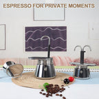 Uncoated 4 Cup Single Tube Moka Pot 304 Thickened Stainless Steel Mini Coffee Maker Stovetop Espresso Coffeemaker Italian Classic Style Brewing Greca Cafe Mocha for Camping Travel Home 310ml