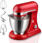 Geek Chef Electric Stand Mixer, 4.8QT 12 Speeds Tilt-head Food Mixer with Dough Hook, Whisk, Beater, Bowl, Rotary Knob for Home Kitchen Use, Bright Red