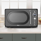 Total Chef Retro Microwave Oven | 20L / 0.7 Cu Ft | Quick Start & Defrost By Weight/Time | 8 Pre-set Cooking Modes For Coffee, Rice, Pasta, Potato, Reheat, Fish, Pizza, Popcorn | 700W | Black